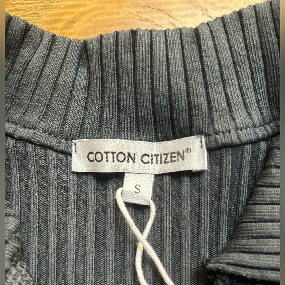 COTTON CITIZEN Ribbed Ibiza Polo Short Sleeve Tee Vintage Black in Small Preppy - Picture 6 of 12